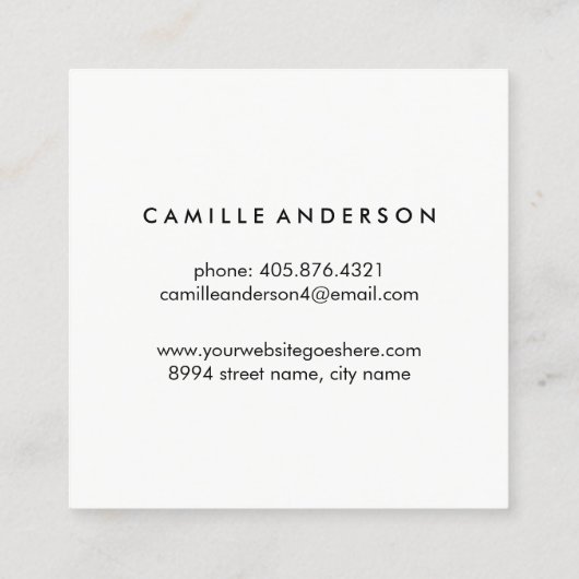 Chic-Rosen-Gold und Zickzack Quadratische Visitenkarte (Rückseite)