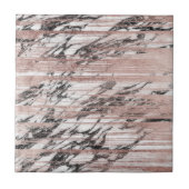 Chic-Rosen-GoldBrushstrokes auf Schwarz-weißem Fliese (Vorderseite)