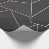 Chic-Rosen-Goldgeometrische Kontur auf schwarzer Geschenkpapier (Ecke)