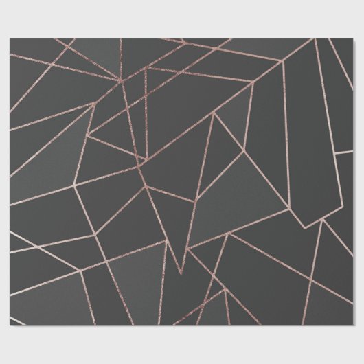 Chic-Rosen-Goldgeometrische Kontur auf schwarzer Geschenkpapier (Flach)