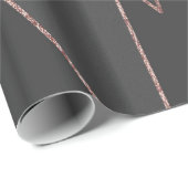 Chic-Rosen-Goldgeometrische Kontur auf schwarzer Geschenkpapier (Rolleneckpunkt)