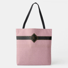 Chic-Rosen-GoldGlitzer-Polka-Punkt-mit Monogramm Tasche