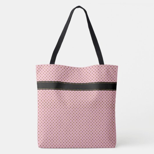 Chic-Rosen-GoldGlitzer-Polka-Punkt-mit Monogramm Tasche (Rückseite)