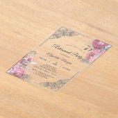 Chic Roses Flowers Silver Frame Retirement    Acryleinladungen (Ablage )