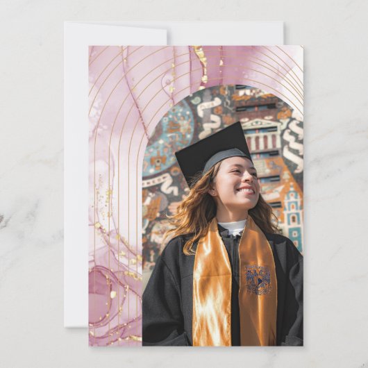 Chic Rosy Watercolor Calligraphy Abschluss Einladung (Rückseite)