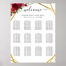 Chic Rot Blumen Imitate Gold Hochzeitskarte
