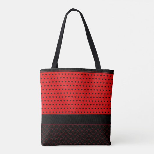 Chic Rot-Schwarz-Farben, stilvolle Polka-Punkte Tasche (Rückseite)