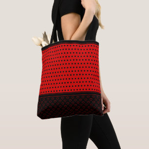Chic Rot-Schwarz-Farben, stilvolle Polka-Punkte Tasche