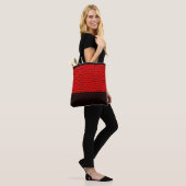 Chic Rot-Schwarz-Farben, stilvolle Polka-Punkte Tasche (Am Model)