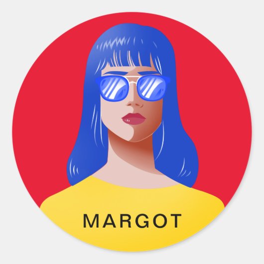 Chic Rot und Klasse Runder Aufkleber (Vorderseite)