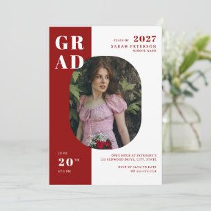 Chic-Rot-Weiß-Magazin-Foto-Abschlussfeier Einladung
