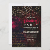 Chic Rote Blume Weihnachten Weihnachten Einladung (Vorderseite)