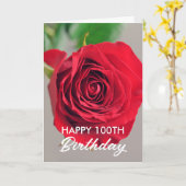 Chic Rote Rose 100. Geburtstag Karte (Gelbe Blume)