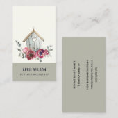 CHIC ROTE ROSE FLORAL HOLZ ZUHAUSE BLEIBE BED FRÜH VISITENKARTE (Vorne/Hinten)