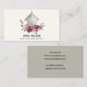 CHIC ROTE ROSE FLORAL HOLZ ZUHAUSE BLEIBE BED FRÜH VISITENKARTE (Vorne/Hinten)