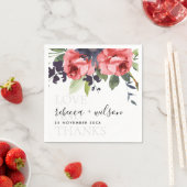 CHIC ROTE ROSE PEONY FLORAL LIEBE UND DANKE WEDEN SERVIETTE (Beispiel)