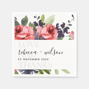 CHIC ROTE ROSE PEONY FLORAL LIEBE UND DANKE WEDEN SERVIETTE