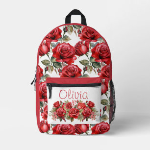 Chic Rote Rosen Bedruckter Rucksack