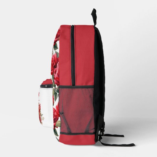 Chic Rote Rosen Bedruckter Rucksack (Rechts)