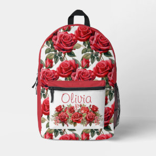 Chic Rote Rosen Bedruckter Rucksack