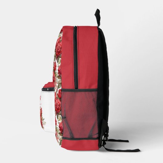 Chic Rote Rosen Bedruckter Rucksack (Rechts)