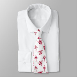 Chic Rote Rosen Blumenmuster auf White Necktie Krawatte