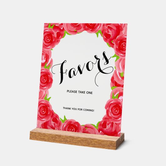 Chic Rote Rosen Brautparty Favoriten Acrylschild (Winkel)