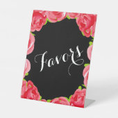 Chic Rote Rosen Brautparty Favoriten Sockelschild (Vorderseite)