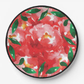 Chic Rote Rosen Collage Floral Pappteller (Vorderseite)