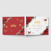 Chic Rote Rosen Floral Butterfliegen Quinceanera G Gästebuch (Voll)