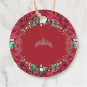 Chic Rote Rosen Floral Wreath Silver Princess Tiar Geschenkanhänger (Rückseite)