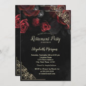 Chic Rote Rosen Gold Blumenrahmen Einzahlung Einladung (Vorne/Hinten)