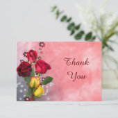 Chic-rote u. gelbe Rosen danken Ihnen Dankeskarte (Stehend Vorderseite)