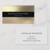 Chic Rough IMITATE Gold Schwarz Bar Modern Elegant Visitenkarte (Vorne/Hinten)