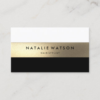 Chic Rough IMITATE Gold Strip Schwarz-weiß Modern  Visitenkarte