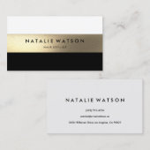 Chic Rough IMITATE Gold Strip Schwarz-weiß Modern Visitenkarte (Vorne/Hinten)