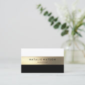 Chic Rough IMITATE Gold Strip Schwarz-weiß Modern Visitenkarte (Stehend Vorderseite)