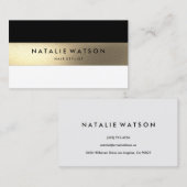 Chic Rough IMITATE Gold Strip Schwarz-weiß Moderne Visitenkarte (Vorne/Hinten)