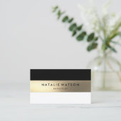 Chic Rough IMITATE Gold Strip Schwarz-weiß Moderne Visitenkarte (Stehend Vorderseite)