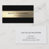 Chic Rough IMITATE Goldene Streifen Schwarz Modern Visitenkarte (Vorne/Hinten)