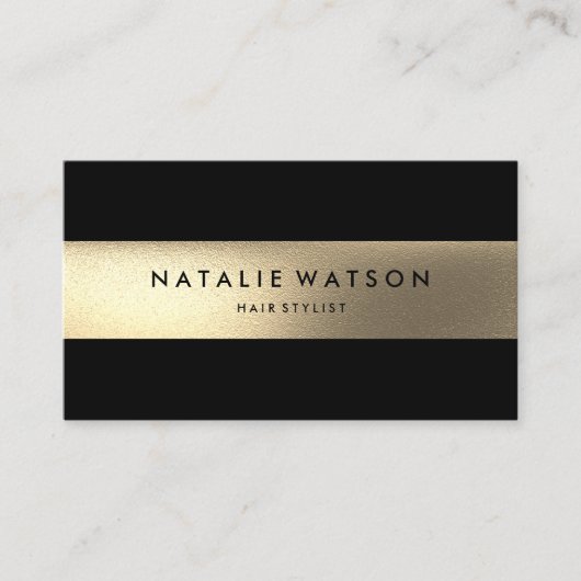 Chic Rough IMITATE Goldene Streifen Schwarz Modern Visitenkarte (Vorderseite)