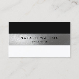 Chic Rough IMITATE Silver Strip Schwarz-weiß Mode Visitenkarte