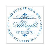 Chic Round Elegante Script Art Deco Rücksendeadres Permastempel (Design)