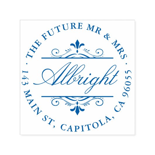 Chic Round Elegante Script Art Deco Rücksendeadres Permastempel (Design)