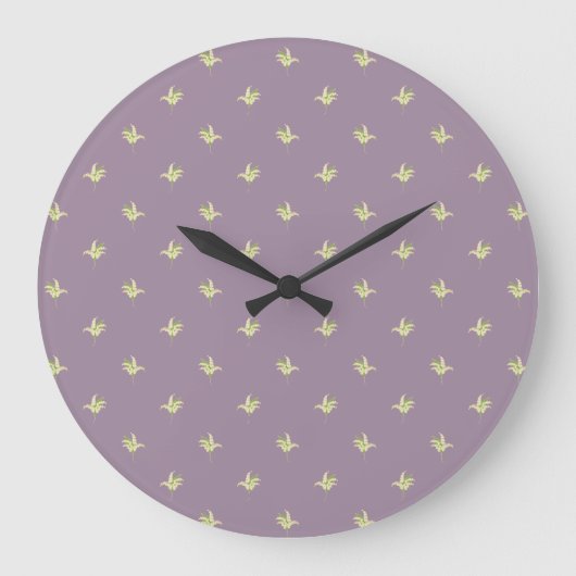 Chic Round Wall Clock: Lilies of the Valley, Mauve Große Wanduhr (Vorderseite)