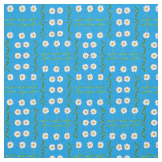 Chic Rows of Daisis auf Sky Blue Custom Fabric Stoff (Muster)