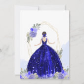 Chic Royal Blue Floral Geometric Quinceañera Einladung (Rückseite)
