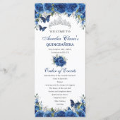 Chic Royal Blue Floral Quinceñera Orden der Verans Programm (Vorderseite)