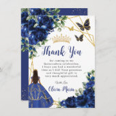 Chic Royal Blue Flowers Dankeskarte (Vorne/Hinten)