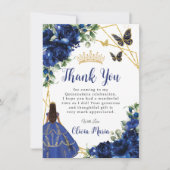 Chic Royal Blue Flowers Dankeskarte (Vorderseite)